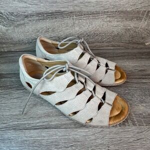 Earth Plover Sandals Taupe Nubuck Leather Gladiator Open Toe Women's Sz 8B